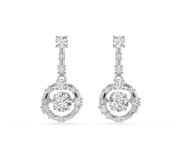Luxoia - Swarovski Constella Drop Ohrhänger Rundschliff Dancing Stone Weiss Rhodiniert - 5738194
