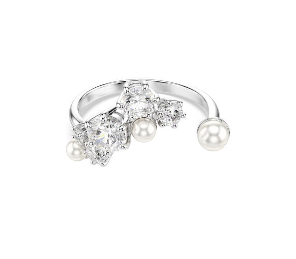Luxoia - Swarovski Constella Open Ring Crystal pearl Round cuts White Rhodium plated
