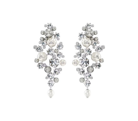 Luxoia - Swarovski Constella Ohrringe Kristallperle Rundschliff Weiss Rhodiniert - 5722498