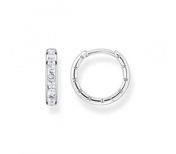 Luxoia - Thomas Sabo Creolen mit Weissen Steinen Pavé Silber - CR668-051-14