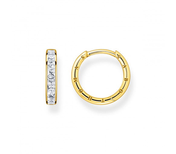 Luxoia - Thomas Sabo Creolen mit Weissen Steinen Pavé Vergoldet - CR668-414-14