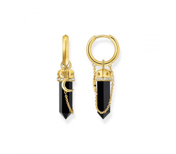 Luxoia - Thomas Sabo Creolen mit Onyx Anhänger und Kette vergoldet - CR722-177-11