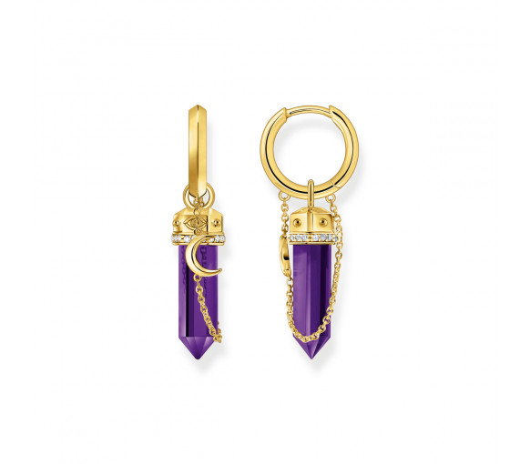 Luxoia - Thomas Sabo Creolen mit Anhänger aus imitiertem Amethyst vergoldet - CR722-414-13