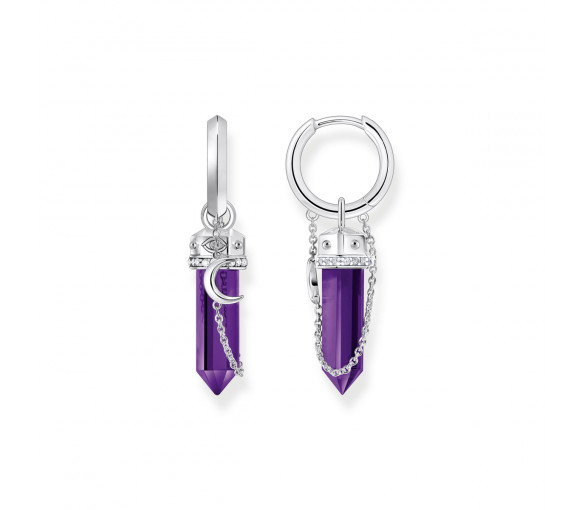 Luxoia - Thomas Sabo Creolen mit Anhänger mit imitiertem Amethyst Silber geschwärzt - CR722-643-13