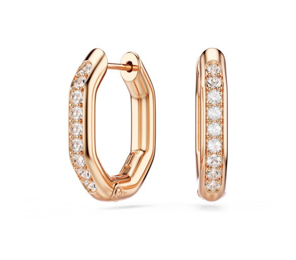 Luxoia - Swarovski Dextera Kreolen Achteckform Rundschliff Klein Weiss Roségold Legierungsschicht - 5743798