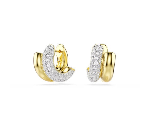 Luxoia - Swarovski Dextera Kreolen Rundschliff Mini Weiss Goldlegierungsschicht - 5740735