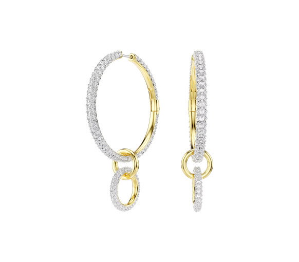 Luxoia - Swarovski Dextera Kreolen Rundschliff Weiss Goldlegierungsschicht - 5738201