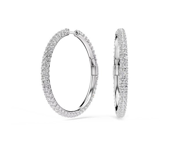 Luxoia - Swarovski Dextera Kreolen Rundschliff Weiss Rhodiniert - 5754156