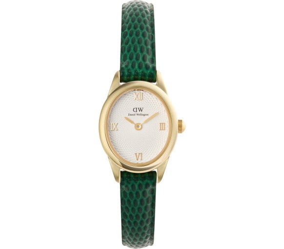 Luxoia - Daniel Wellington Ophelia Mini Green Lizard White Guilloché Gold - DW00100892