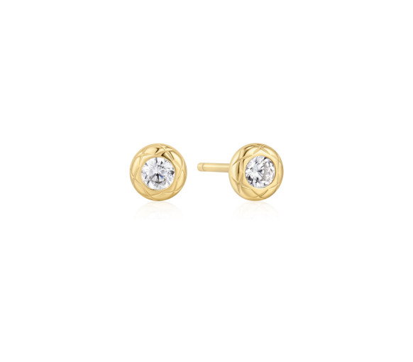 Luxoia - Ania Haie Gold Textured Bezel Set Ohrstecker - E072-01G