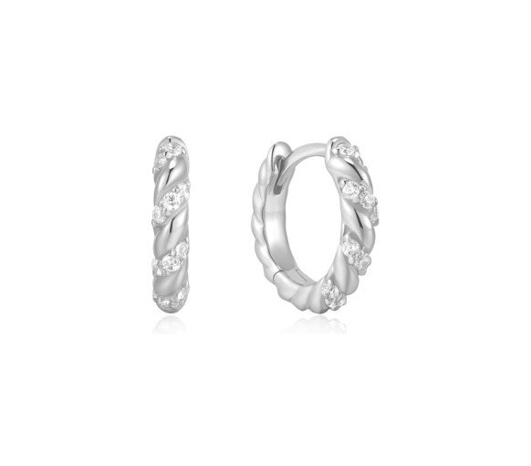 Luxoia - Ania Haie Silver Sparkle Twisted Huggie Ohrringe - E075-07H