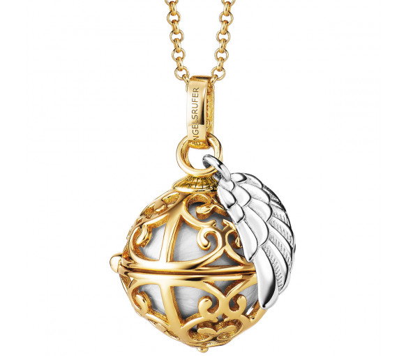 Luxoia - Engelsrufer Halskette mit Engelsrufer Flügel Perlmutt Vergoldet - ERN-ER23-20-XS-G