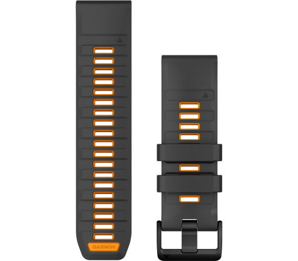 Luxoia - Garmin QuickFit 26 Graphite Spark Orange Silicone Band - 010-13393-05
