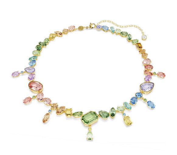 Luxoia - Swarovski Gema Necklace Mixed cuts Dangling crystals Multicolored Gold tone plated - 5737443