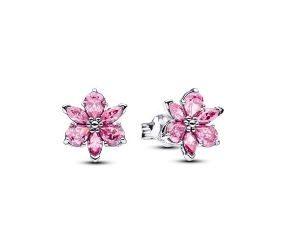 Luxoia - Pandora Herbarium Sparkling Pink Flower Stud Earrings - 292633C02