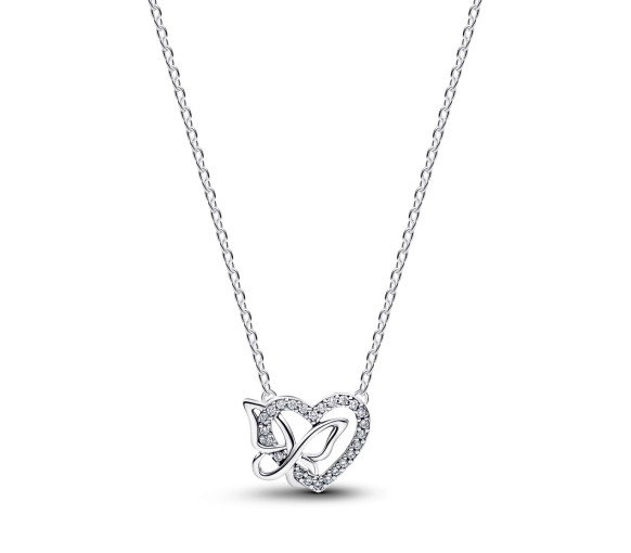 Luxoia - Pandora Collier à Pendentif Cœur & Papillon Entrelacés - 394477C01-45