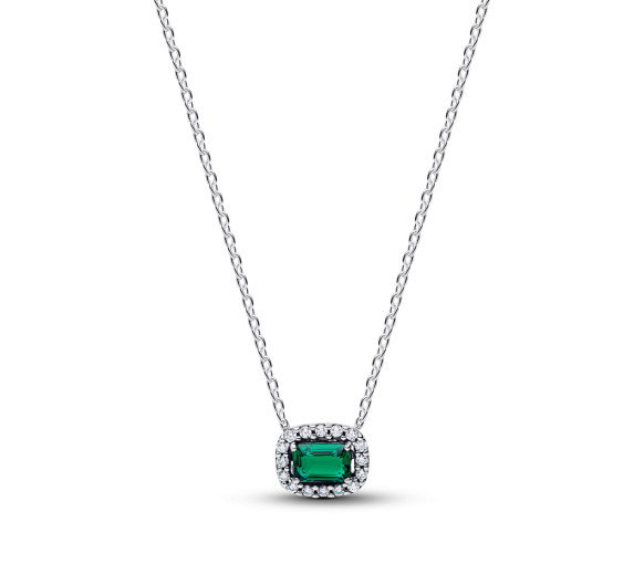 Luxoia - Pandora Collier à Pendentif Halo Vert Scintillant Rectangulaire - 394503C01-45