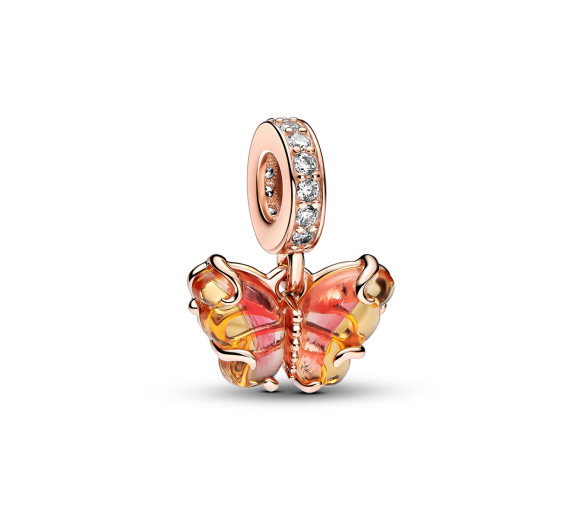 Luxoia - Pandora Rosafarbener & Gelber Murano Glas Schmetterling Charm Anhänger - 782698C01