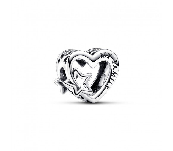 Luxoia - Pandora Offen gearbeitetes Familie Herz & Stern Charm - 792829C00
