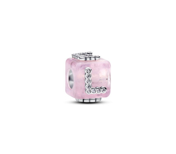 Luxoia - Pandora Rosafarbener Murano Glas Liebeswürfel Charm - 794433C01
