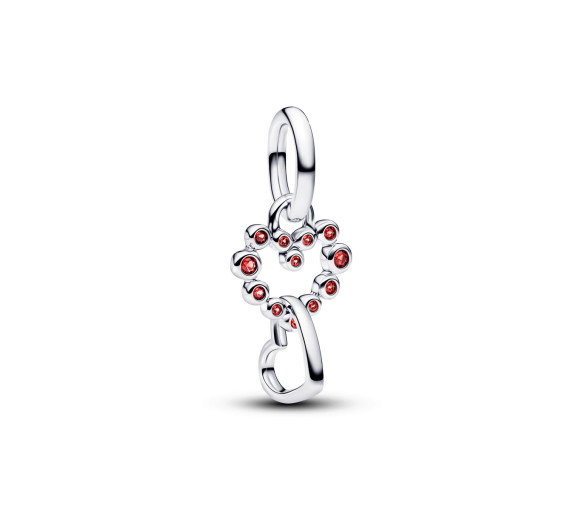 Luxoia - Pandora Verbundene Herzen & Rote Steine Charm Anhänger - 794435C01