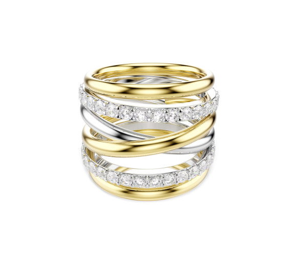 Luxoia - Swarovski Hyperbola Cocktail Ring Round cut White Mixed metal finish