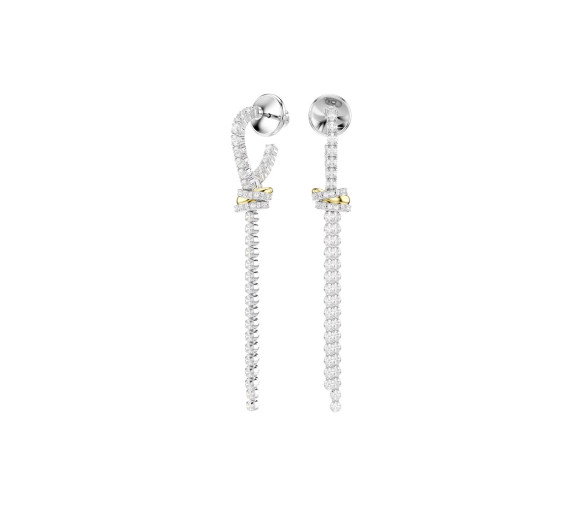 Luxoia - Swarovski Hyperbola Drop Ohrhänger Rundschliff Knoten Weiss Metallmix - 5752866