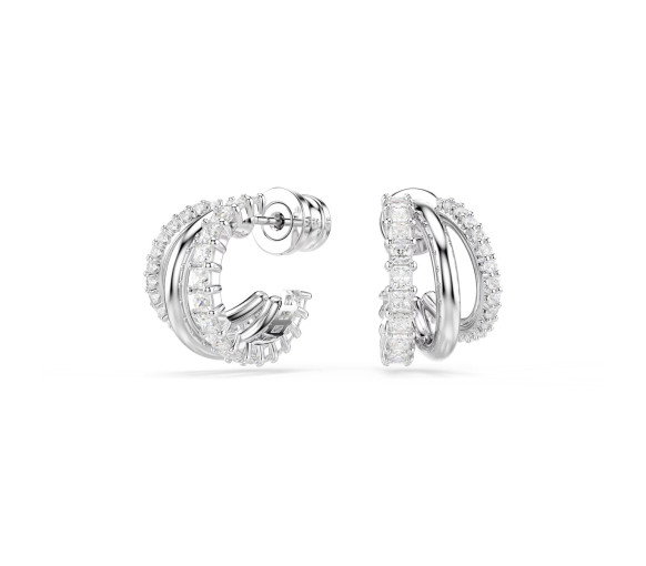 Luxoia - Swarovski Hyperbola Kreolen Rundschliff Mini Weiss Rhodiniert - 5737110