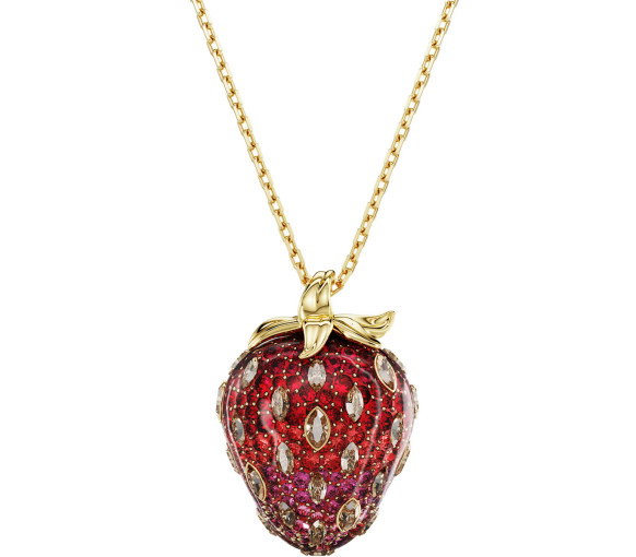 Luxoia - Swarovski Idyllia Necklace Mixed cuts Strawberry Red Gold tone plated - 5742676