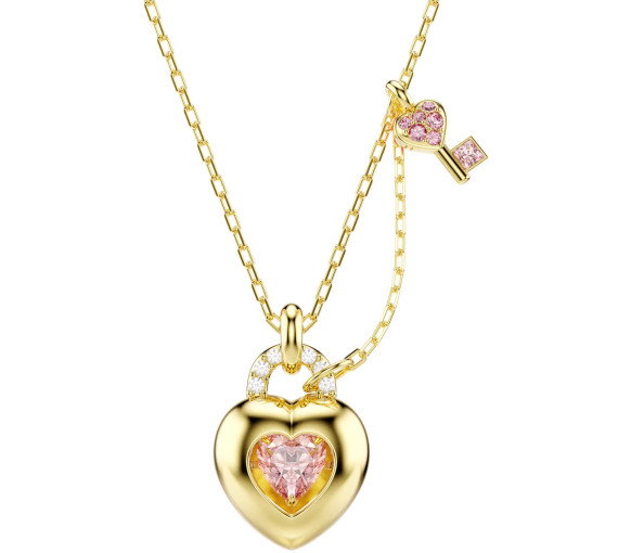 Luxoia - Swarovski Idyllia Necklace Mixed cuts Heart Key Pink Gold tone plated - 5737288
