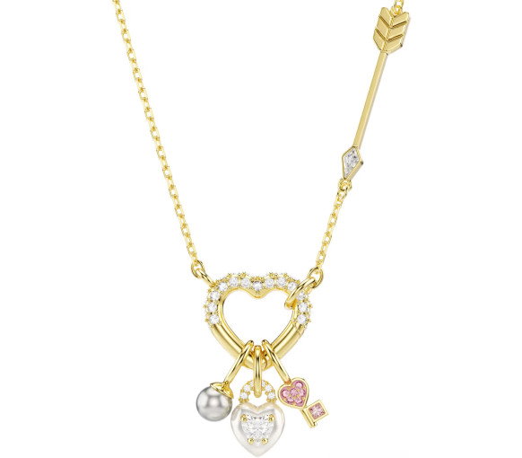 Luxoia - Swarovski Idyllia Necklace Mixed cuts Heart Key Pink Gold tone plated - 5737290