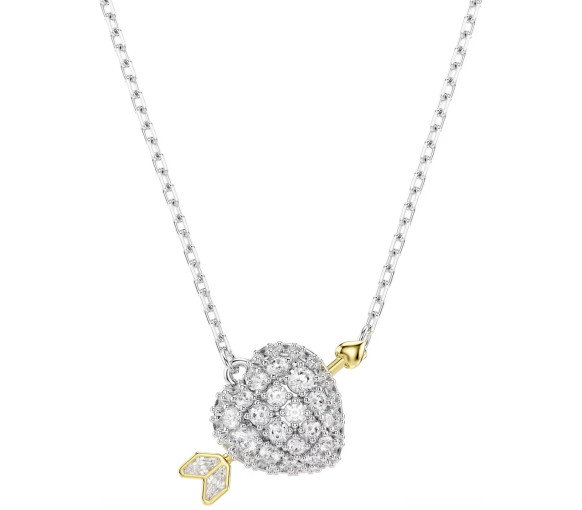 Luxoia - Swarovski Idyllia Necklace Mixed cuts Heart with arrow White Mixed metal finish - 5737291
