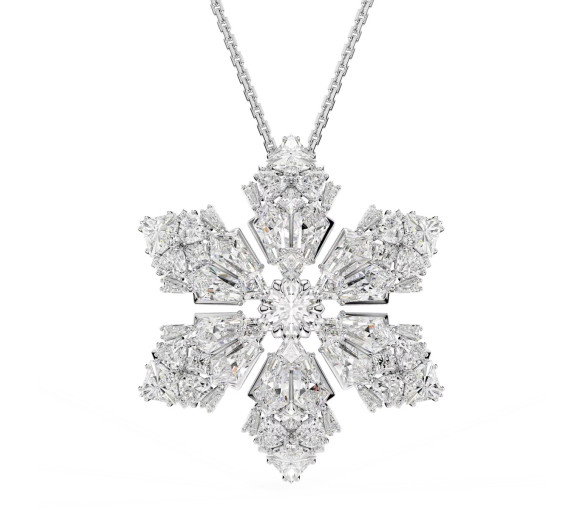 Luxoia - Swarovski Idyllia Necklace and brooch Mixed cuts Snowflake White Rhodium plated - 5754685