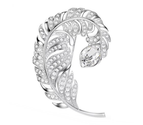 Luxoia - Swarovski Idyllia Brosche Verschiedene Schliffe Feder Rhodiniert - 5747549