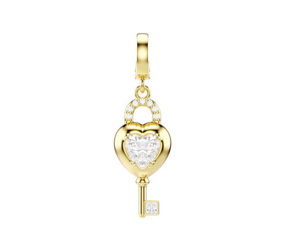 Luxoia - Swarovski Charm Idyllia Taglio misto Cuore con chiave Bianco Placcato color oro - 5742959