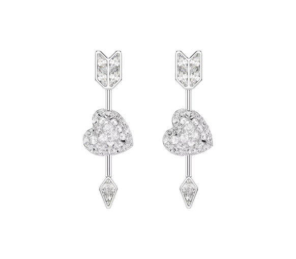 Luxoia - Swarovski Idyllia Drop Ohrhänger Verschiedene Schliffe Herz mit Pfeil Weiss Rhodiniert - 5749602