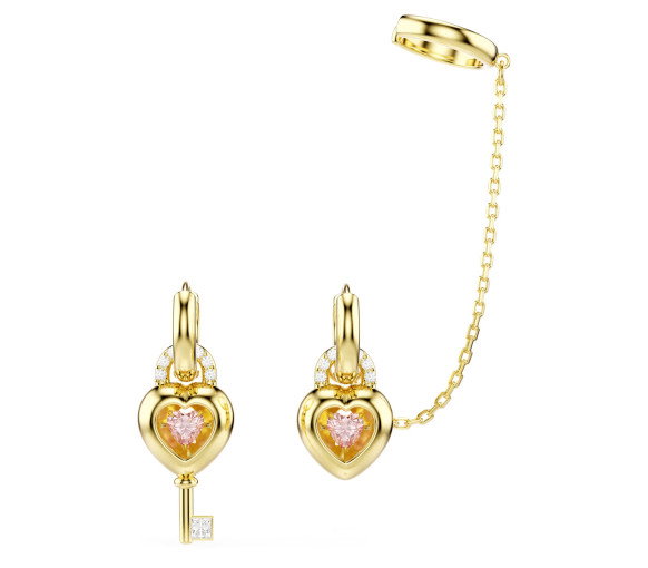Luxoia - Swarovski Idyllia Drop Ohrhänger mit Ohrspange Verschiedene Schliffe Herz mit Schlüssel Rosa Goldlegierungsschicht - 5737294