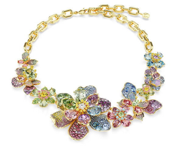 Luxoia - Swarovski Idyllia Halskette Verschiedene Schliffe Pavé Blume Mehrfarbig Goldlegierungsschicht - 5717157
