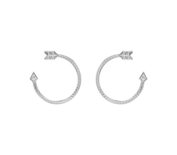 Luxoia - Swarovski Idyllia Kreolen Verschiedene Schliffe Pfeil Weiss Rhodiniert - 5741522