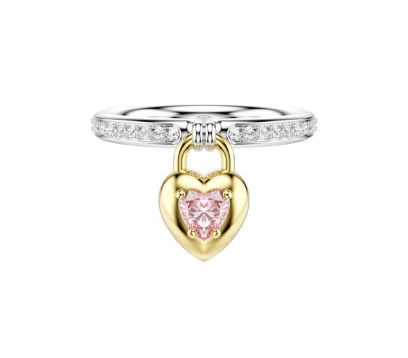 Luxoia - Swarovski Idyllia Motif Ring Mixed cuts Heart Pink Mixed metal finish