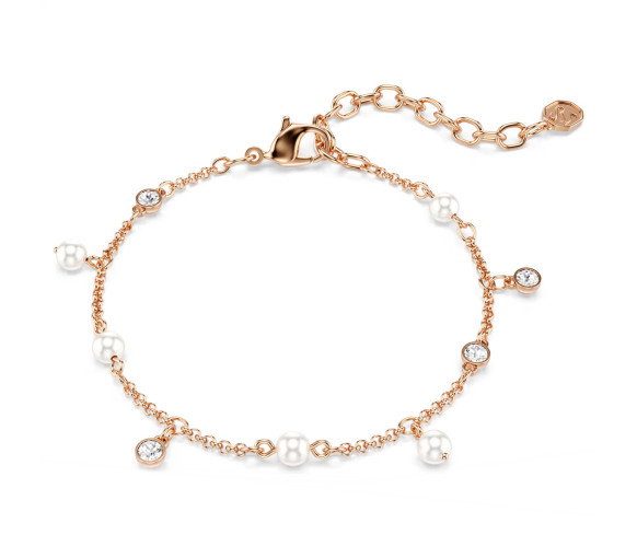 Luxoia - Swarovski Braccialetto Imber Crystal Pearl Taglio Round Bianco Finitura oro rosa 18K - 5754243