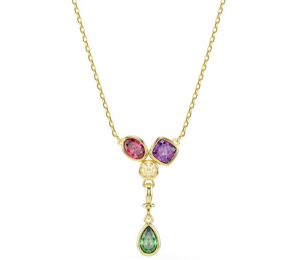 Luxoia - Swarovski Imber Y Necklace Mixed cuts Multicoloured 18K gold finish - 5753261