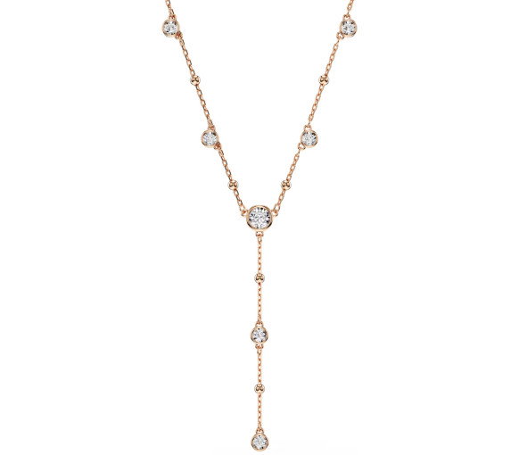 Luxoia - Swarovski Imber Y Halskette Rundschliff Weiss 18K roségoldbeschichtet - 5763813