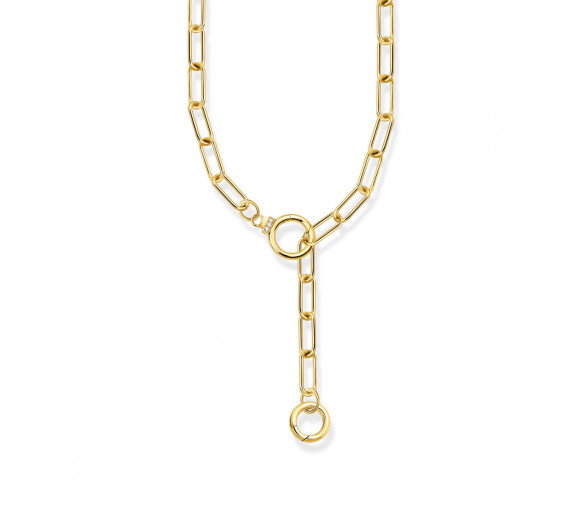 Luxoia - Thomas Sabo Halskette mit zwei Ringverschlüssen und weissen Steinen vergoldet - KE2192-414-14-L47