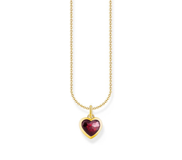 Luxoia - Thomas Sabo Halskette mit dunkelrotem Herz Anhänger vergoldet - KE2268-414-10-L45V