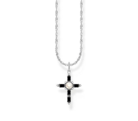 Luxoia - Thomas Sabo Halskette mit schwarzem Kreuzanhänger Cross Romance Silber - KE2296-167-11-L45V