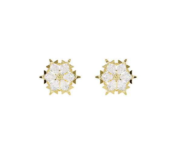 Luxoia - Swarovski Orecchini a lobo Magic Taglio misto Fiocco Di Neve Bianchi Finitura oro 18K - 5757816