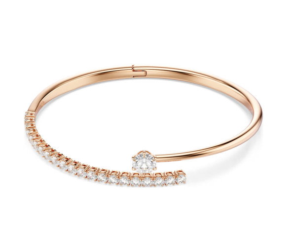 Luxoia - Swarovski Bracciale rigido Matrix Taglio Round Bianco Finitura oro rosa 18K