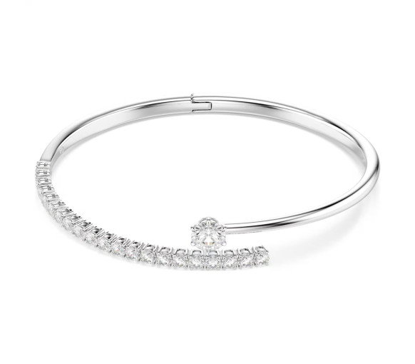 Luxoia - Swarovski Bracciale rigido Matrix Taglio Round Bianco Placcato rodio