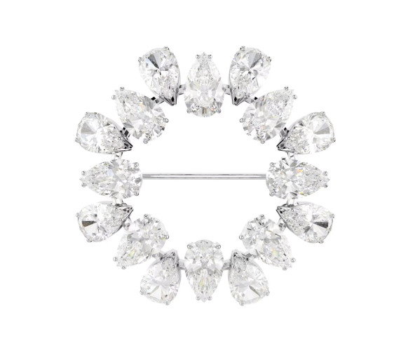 Luxoia - Swarovski Matrix Brosche Tropfenschliff Weiss Rhodiniert - 5714646